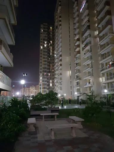 Night garden seating area